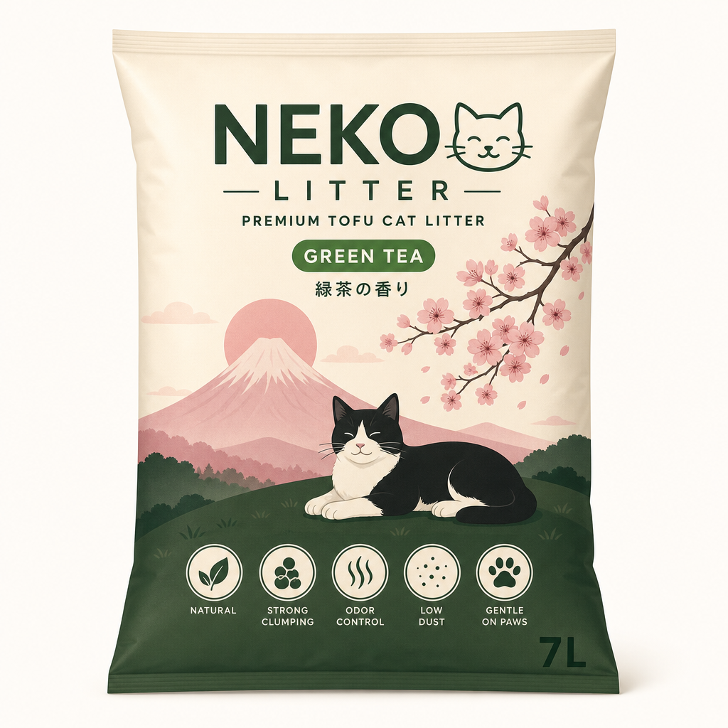 NEKO Green Tea tofu cat litter bag